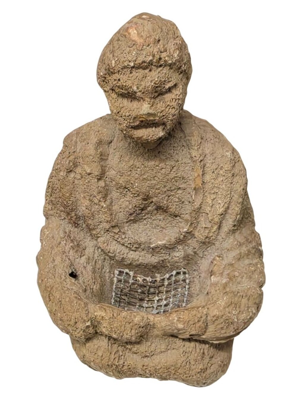 Meditating Monk Incense Cone Burner Stone-Look Alms Bowl Figurine 4 in